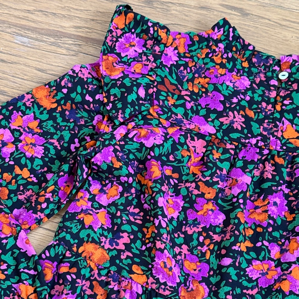 Make My Day Black Ditsy Floral L/S Babydoll Dress - Picture 15 of 16